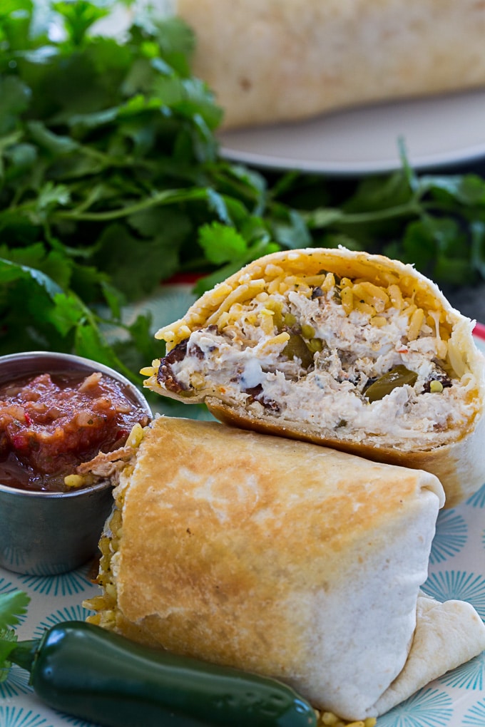 Jalapeno Popper Chicken Burritos