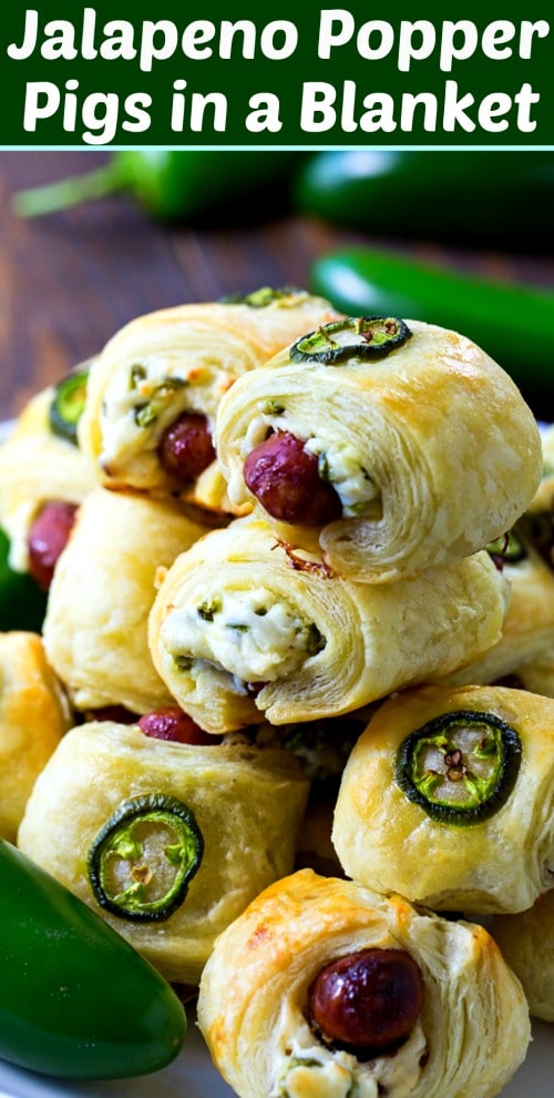 Jalapeno Popper Pigs in a Blanket #appetizer #spicy #gameday