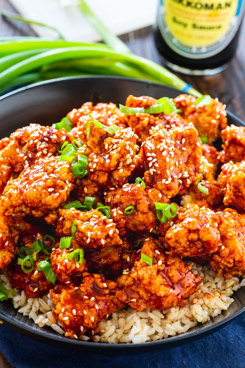 Korean Fried Chicken in a black bowl.