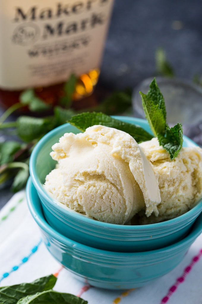 Mint Julep Ice Cream flavored with bourbon and mint
