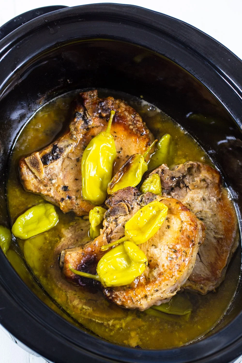 Mississippi Pork Chops in a slow cooker.