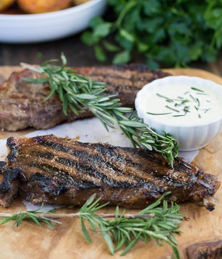 NY Strip Steak with Horseradish Mustard Sauce