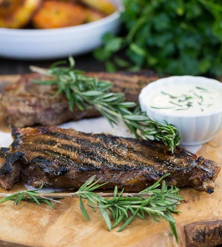 NY Strip Steak with Horseradish Mustard Sauce