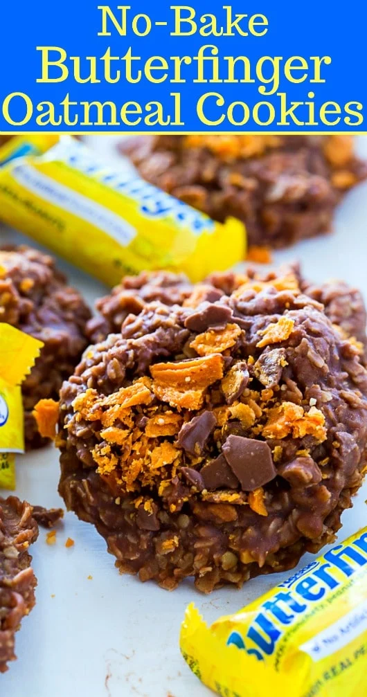No-Bake Butterfinger Oatmeal Cookies