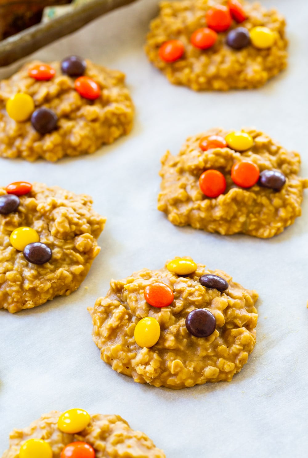 Oatmeal Cookies on baking sheet.