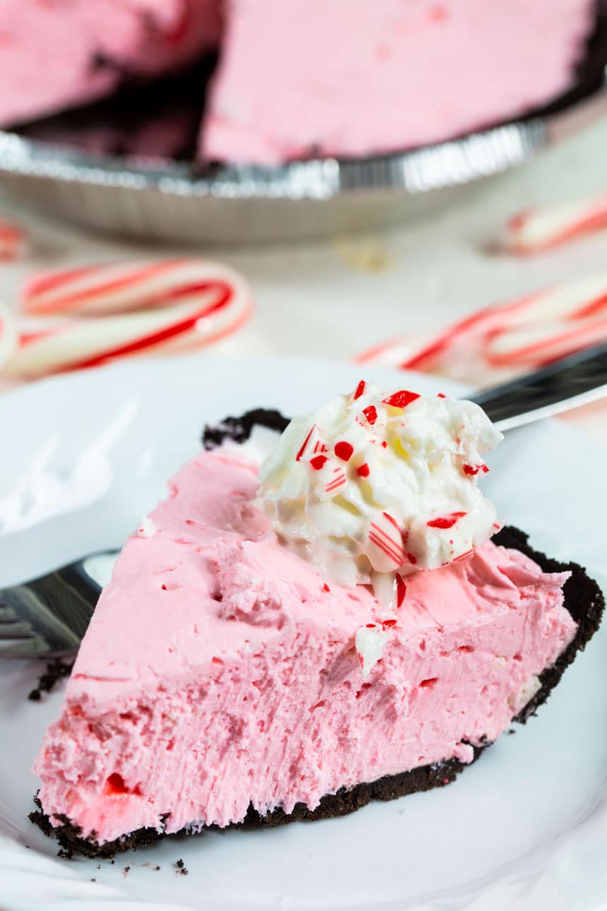 Slice of No-Bake Peppermint Pie