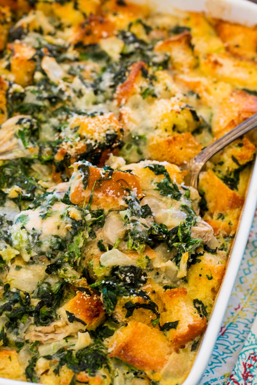 Oysters Rockefeller Bread Pudding