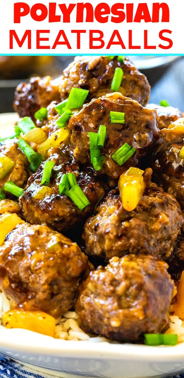 Polynesian Meatballs served over white rice