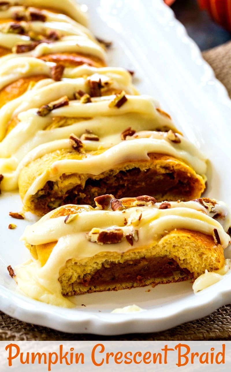 Pumpkin Braid on a plate with a slice cut.