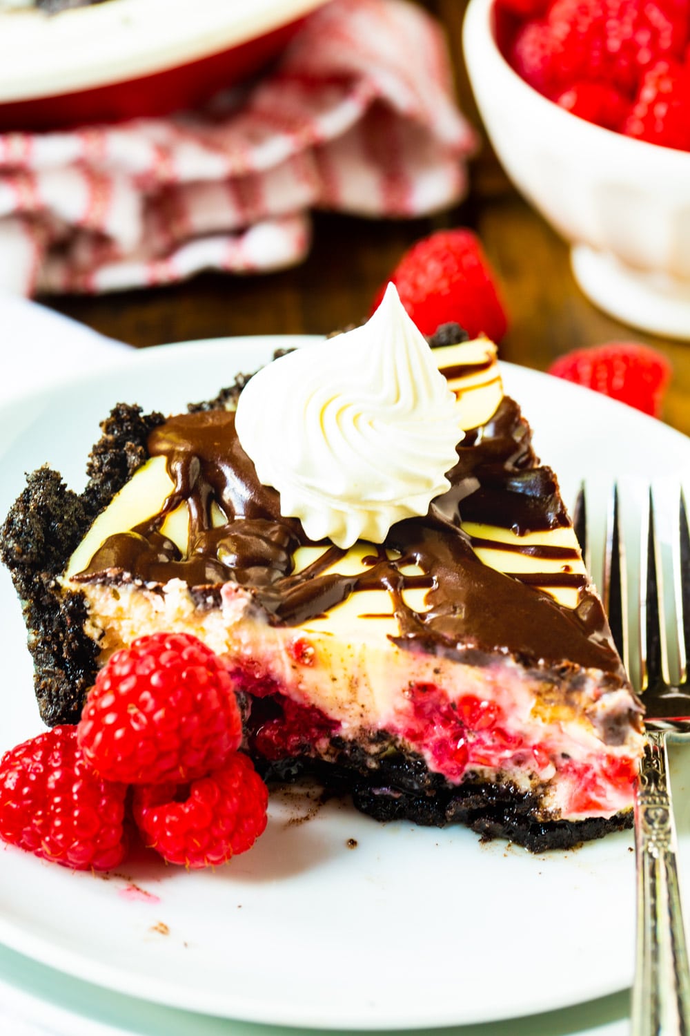 Raspberry Pie slice on a plate.