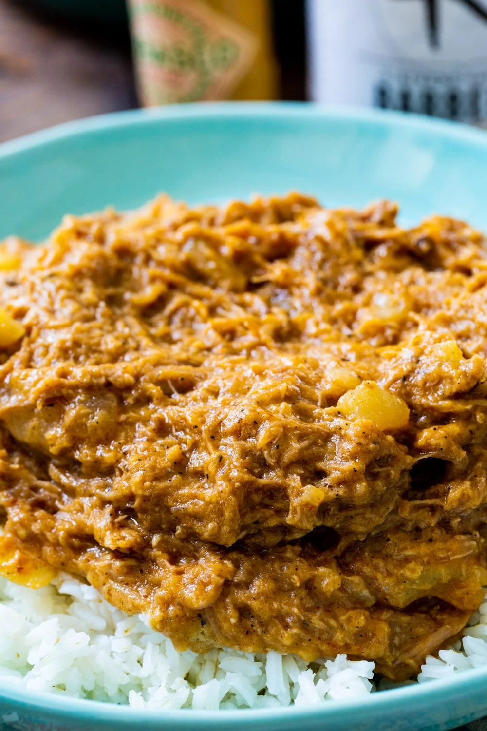 South Carolina Barbecue Hash over rice in a bowl.