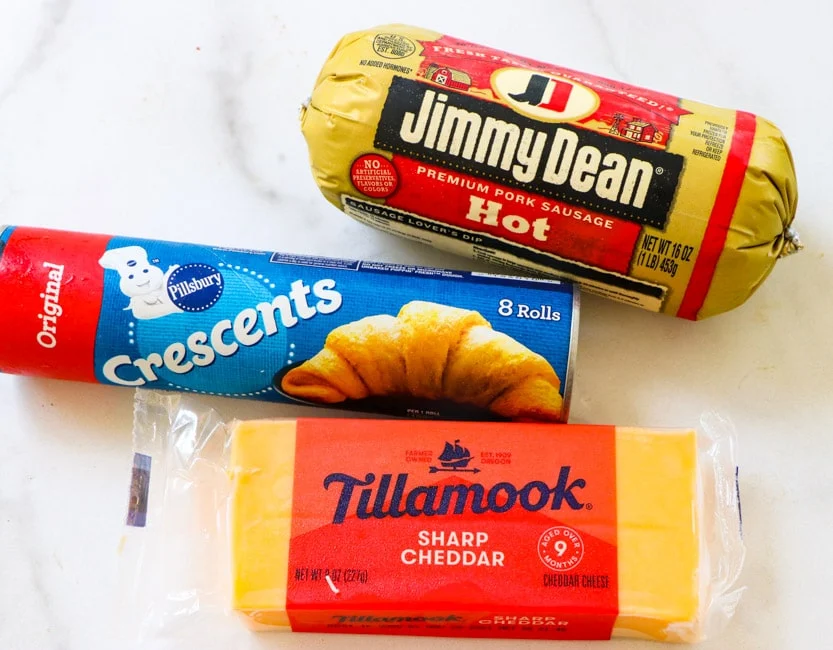 Ingredients needed for sausage balls.