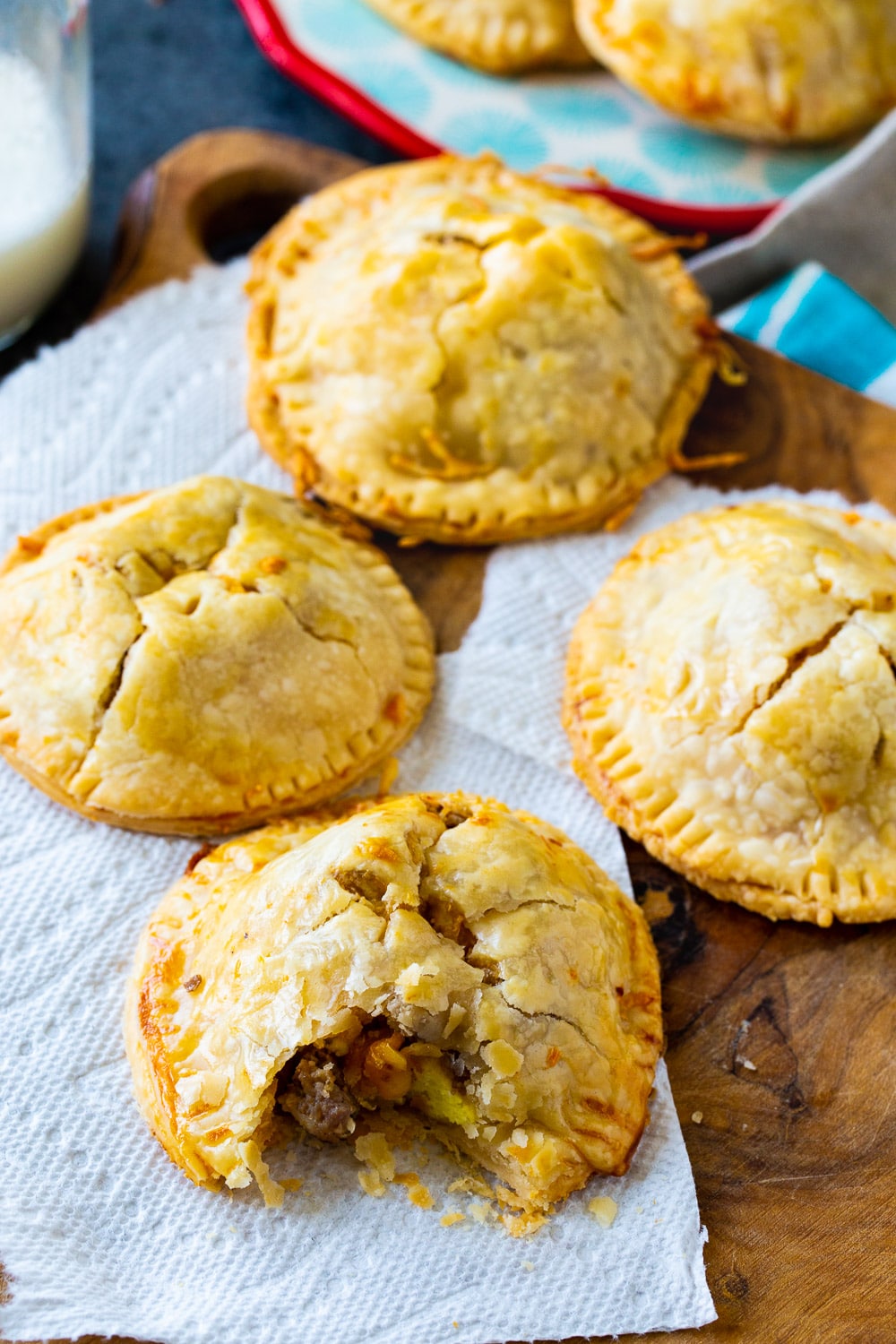 Overhead of Sausage Egg & Cheese Hand Pies .