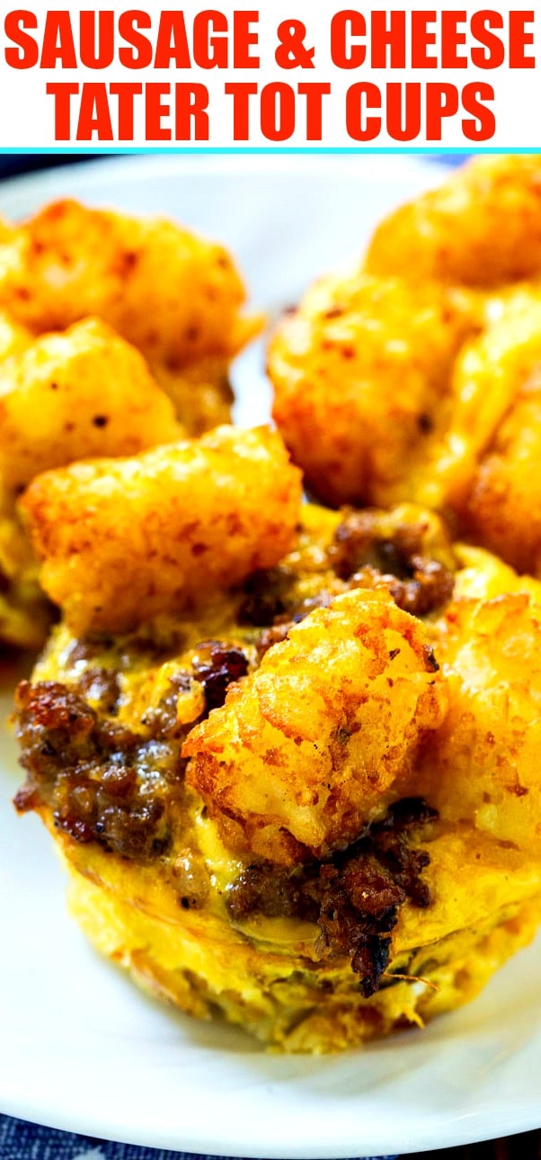 Sausage and Cheese Tater Tot Cups close-up