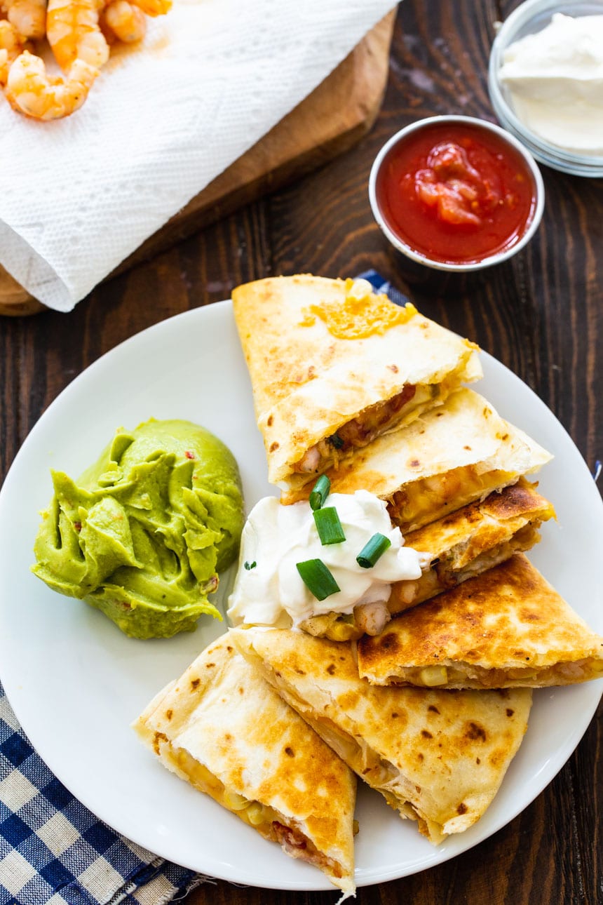 Shrimp, Bacon, and Corn Quesadillas