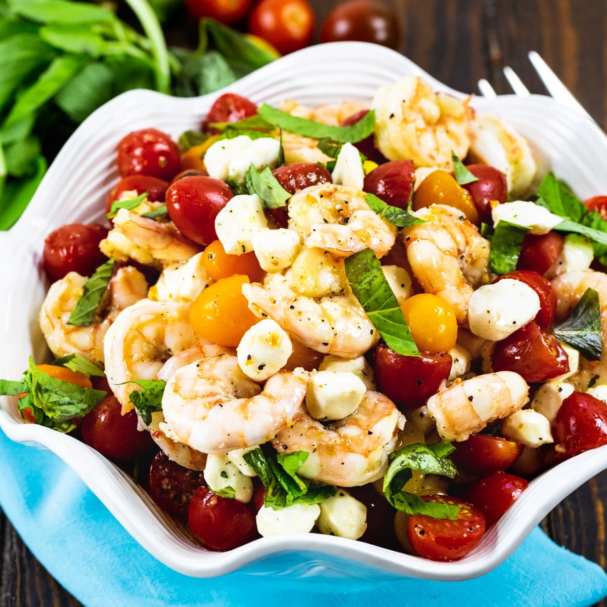 Marinated Shrimp, Tomato, and Mozzarella Salad