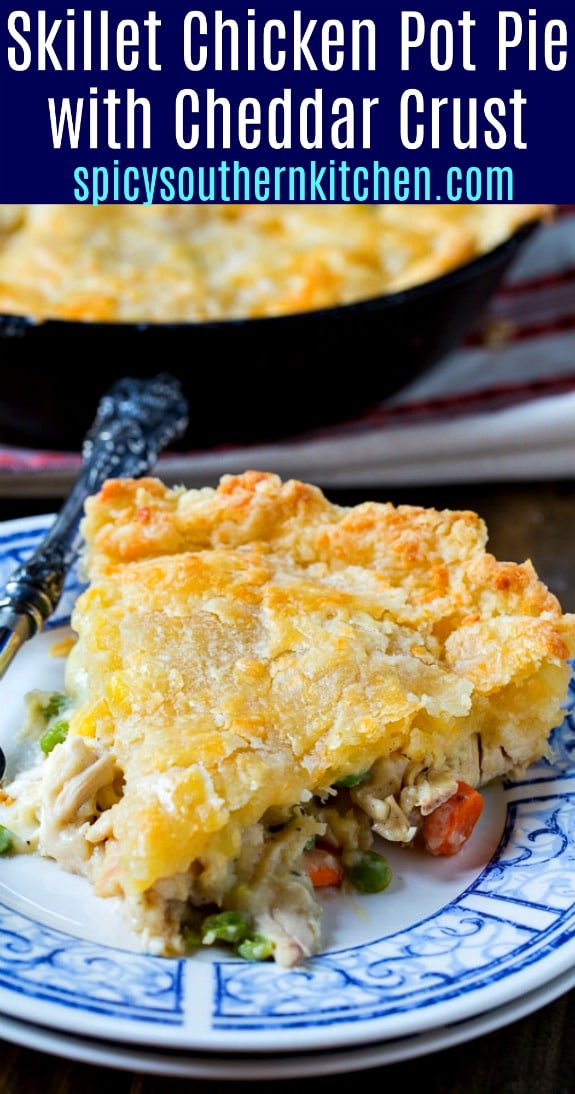 Skillet Chicken Pot Pie with Cheddar Crust