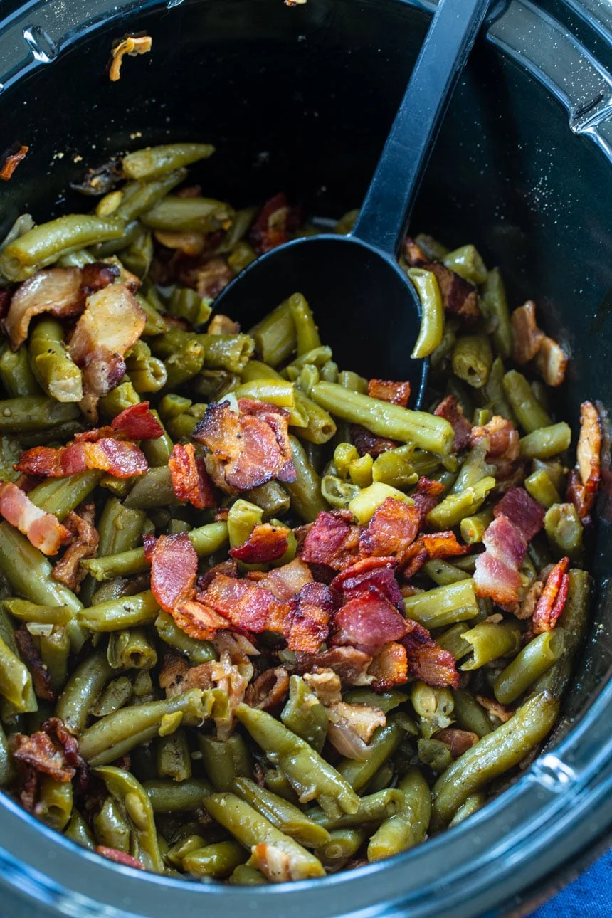 Bacon Green Beans cooked in the Slow Cooker