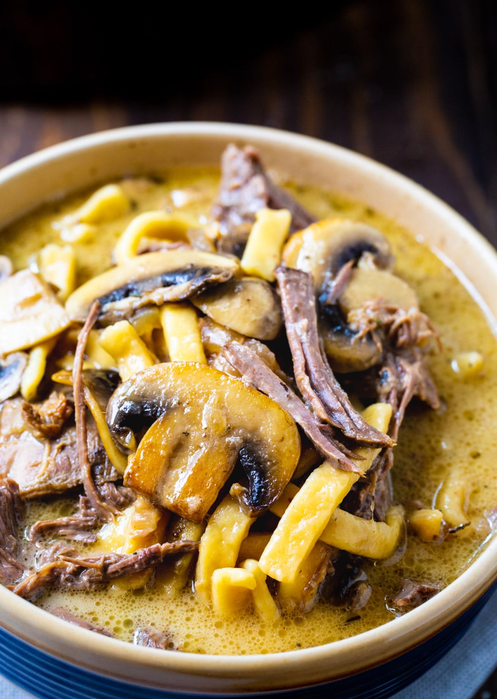 Beef and Noodles in a bowl.