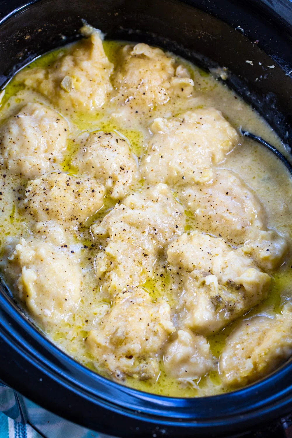 Chicken and Dumplings in slow cooker.