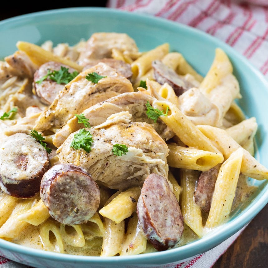 Slow Cooker Cajun Chicken Alfredo with Sausage
