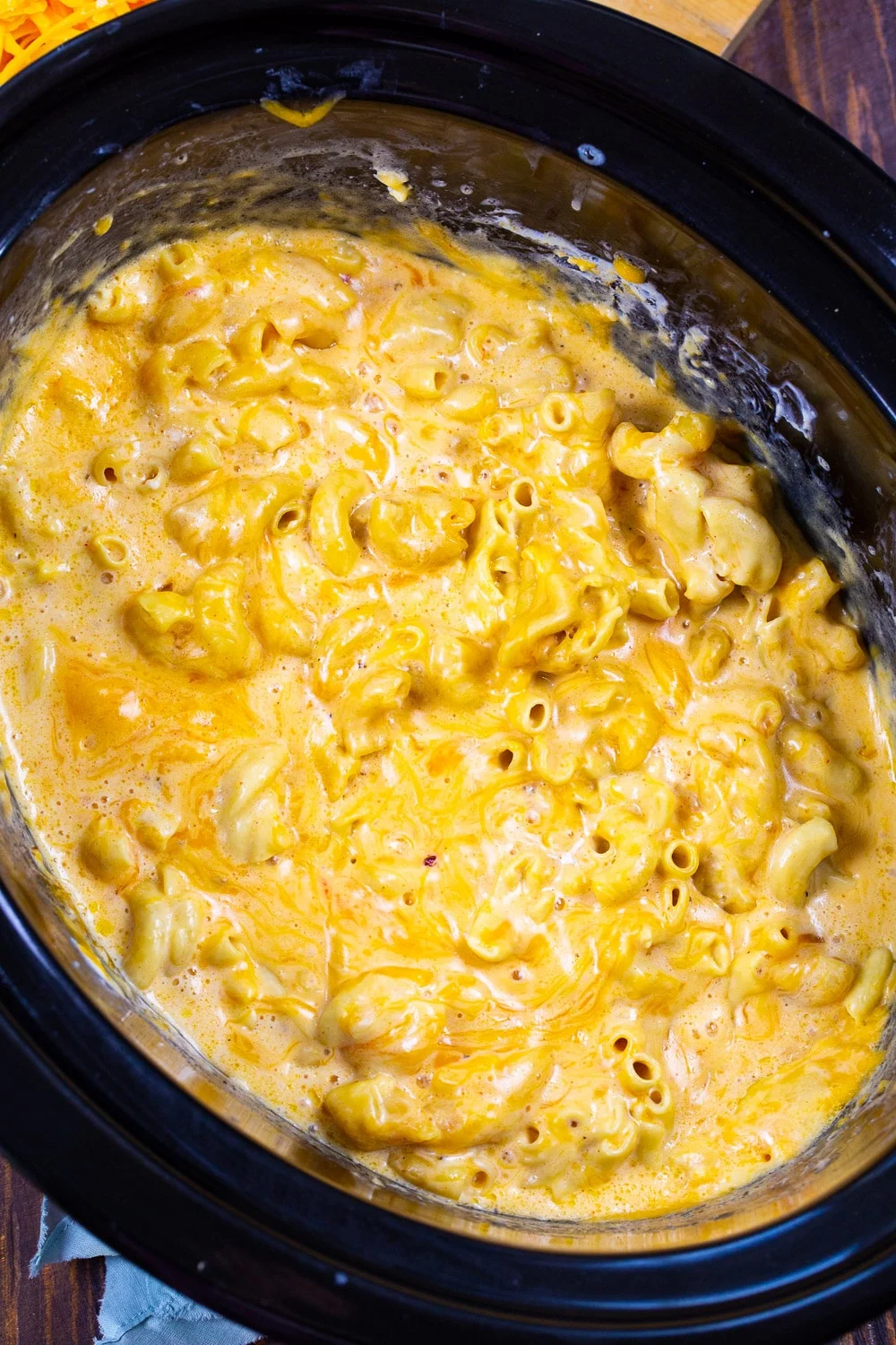 Mac and Cheese in a slow cooker.