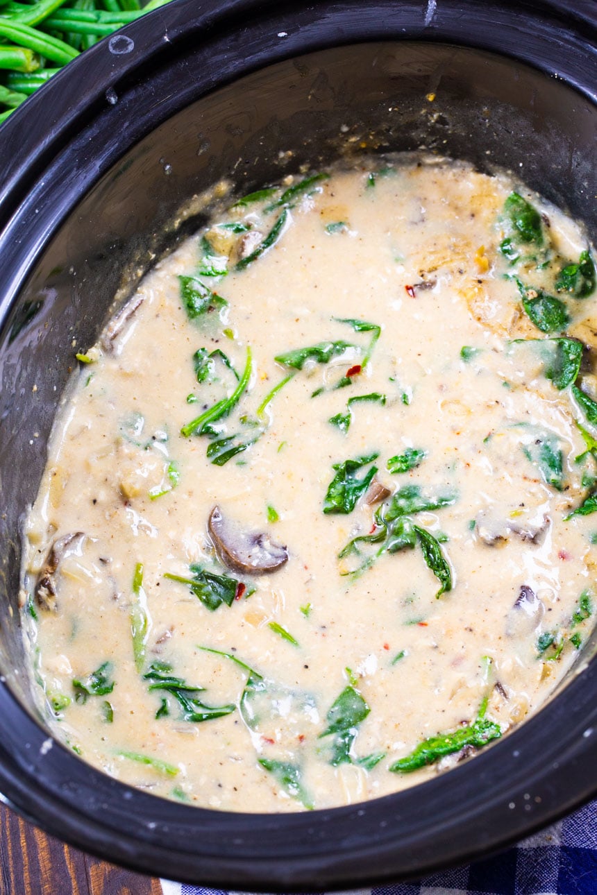 Garlic Parmesan Chicken in a slow cooker.