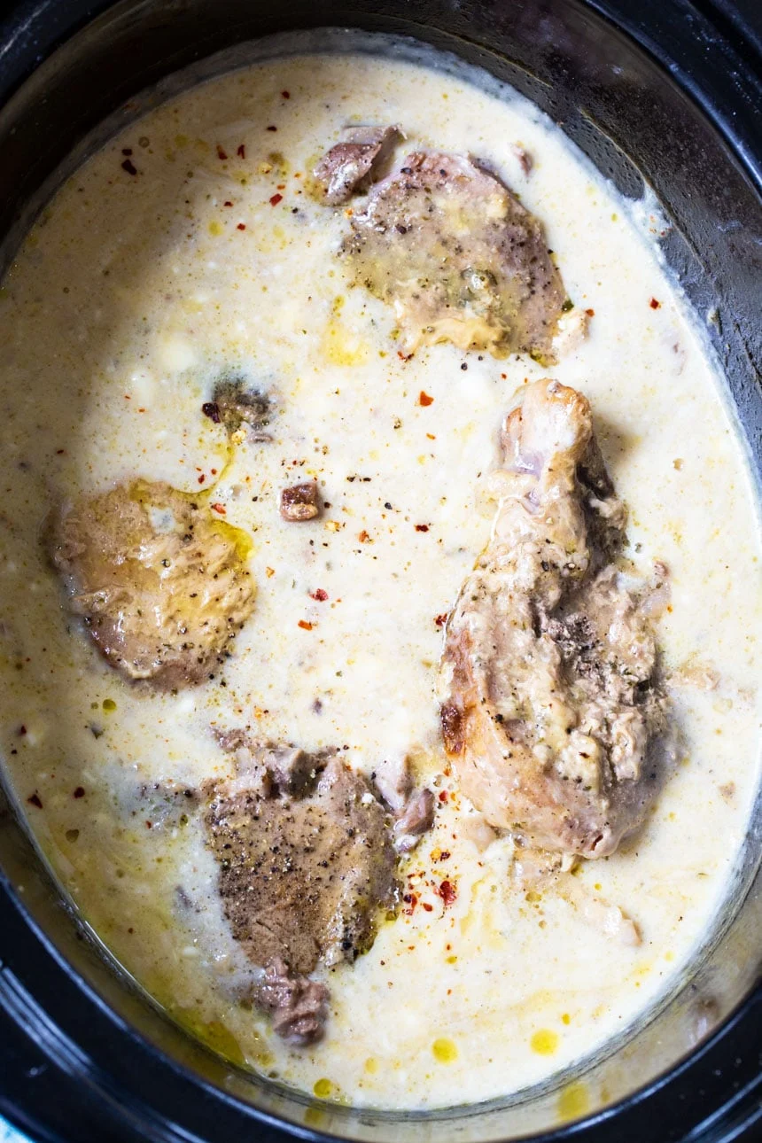 Pork Chops in the slow cooker.
