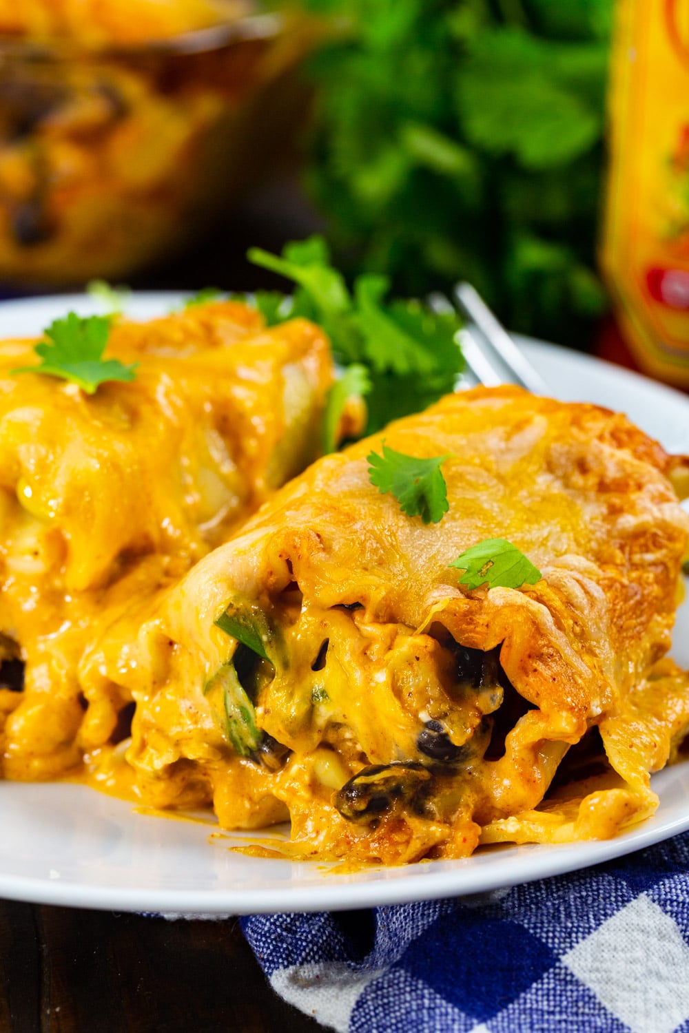 Southwestern Chicken Lasagna Roll-Ups on a plate.