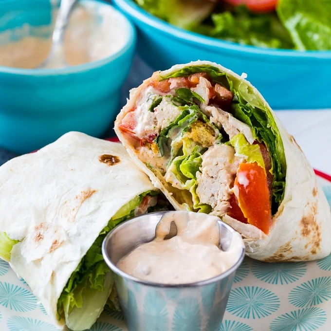 Spicy Chicken Caesar Salad Wrap