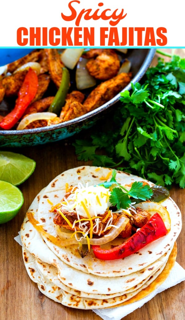 Chicken Fajita on flour tortilla with fresh cilantro.