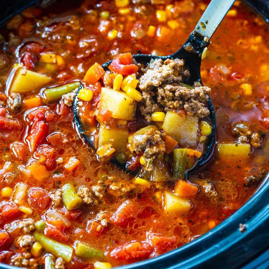 Crock Pot Spicy Vegetable Beef Soup