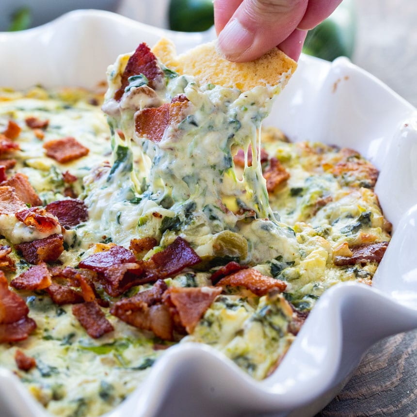 Hot Jalapeno Bacon Spinach Dip