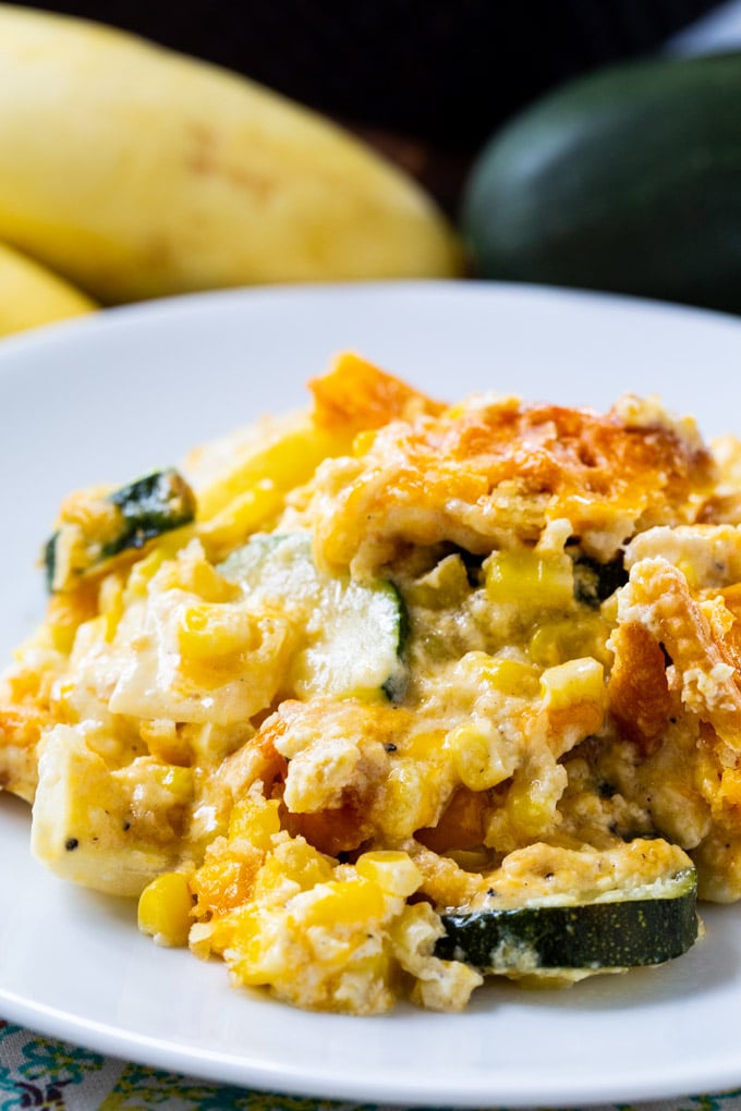 Cheesy Squash, Zucchini, and Corn Casserole