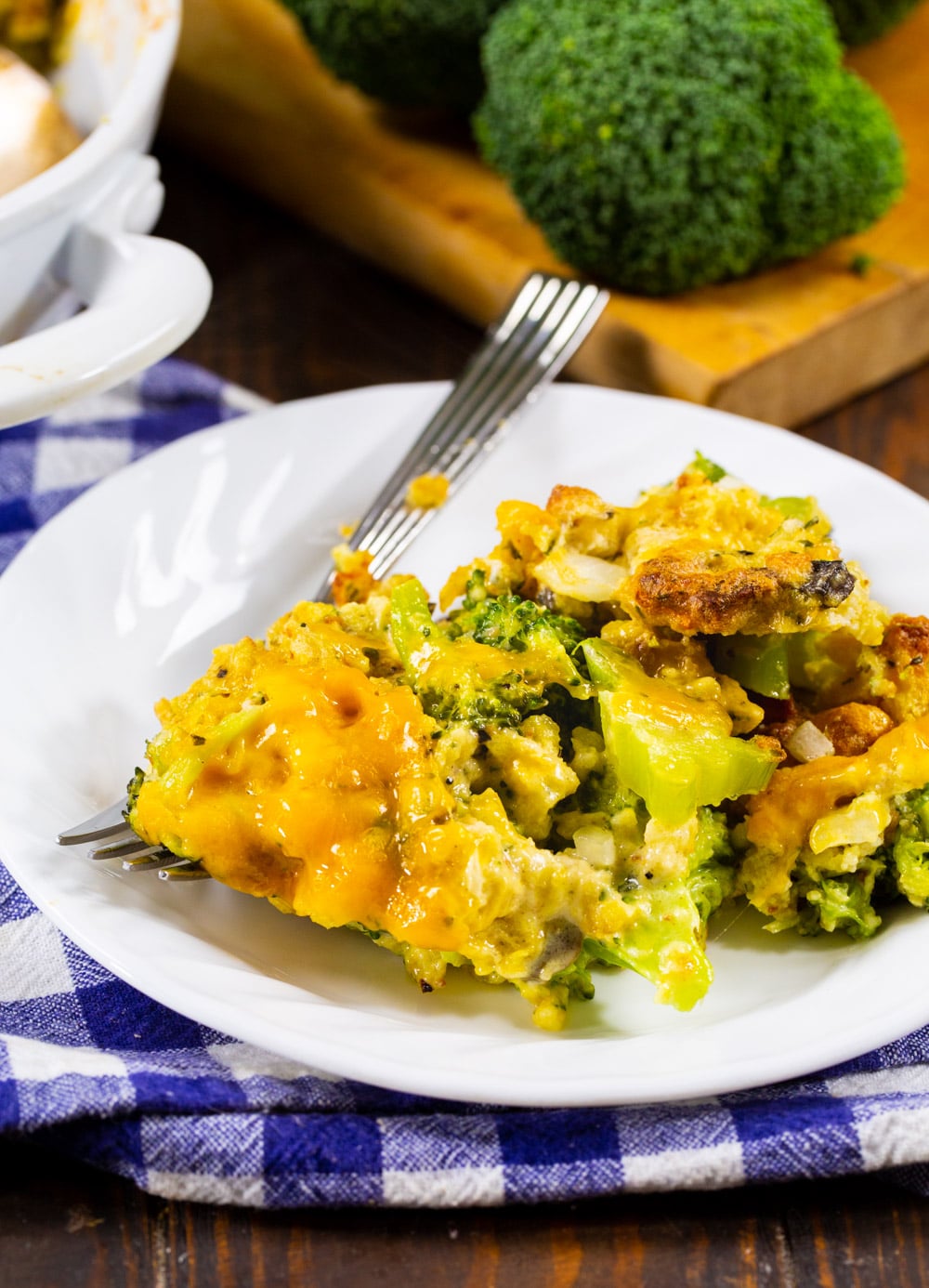 Serving of Broccoli Casserole on a plate.