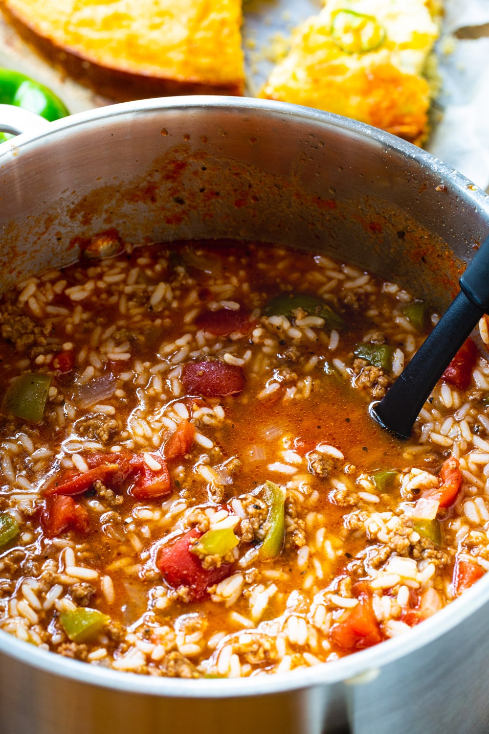 Pot full of Stuffed Pepper Soup