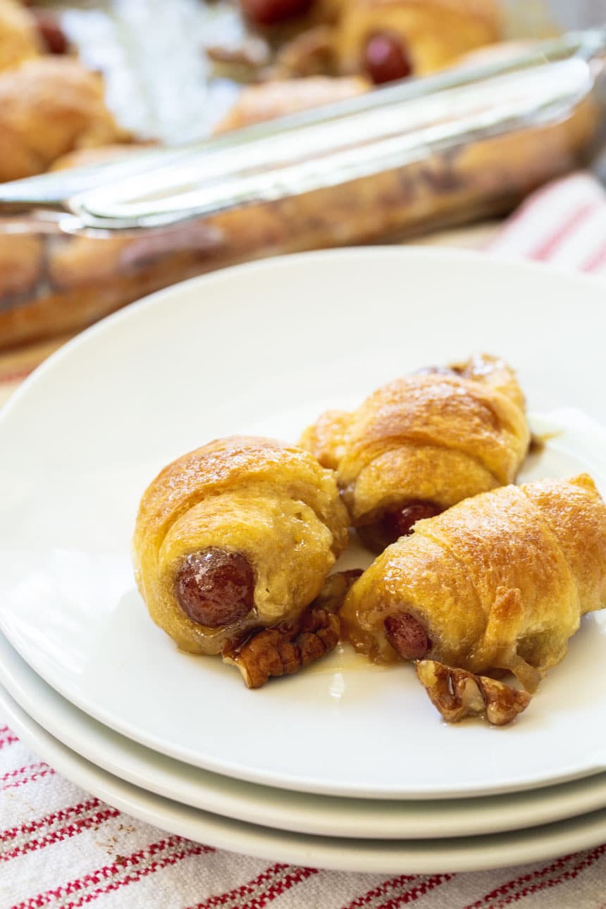 3 Sweet Little Smokie Rolls on a plate