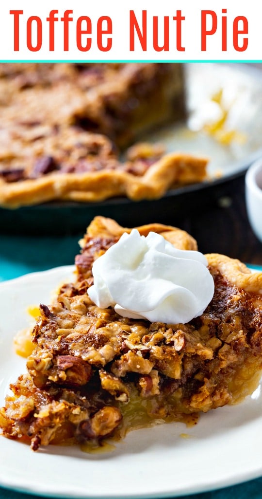 easy pie filled with almonds, pecans, and toffee