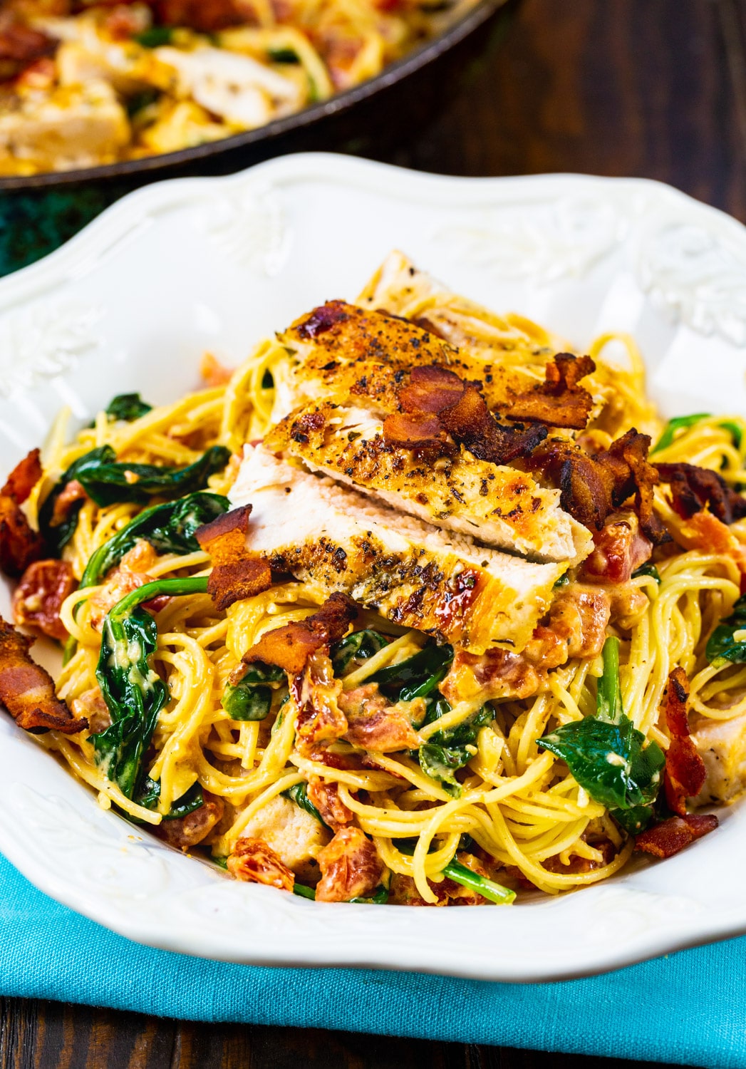 Tuscan Chicken Pasta in a bowl.