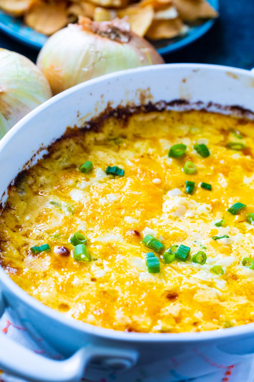 Onion Dip in a baking dish.