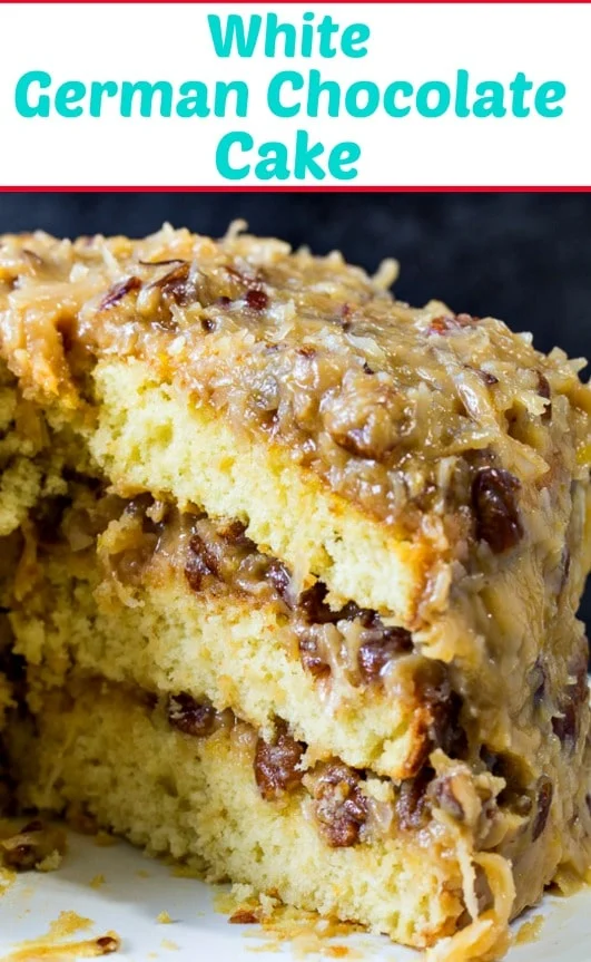 White German Chocolate Cake with Coconut-Pecan Frosting