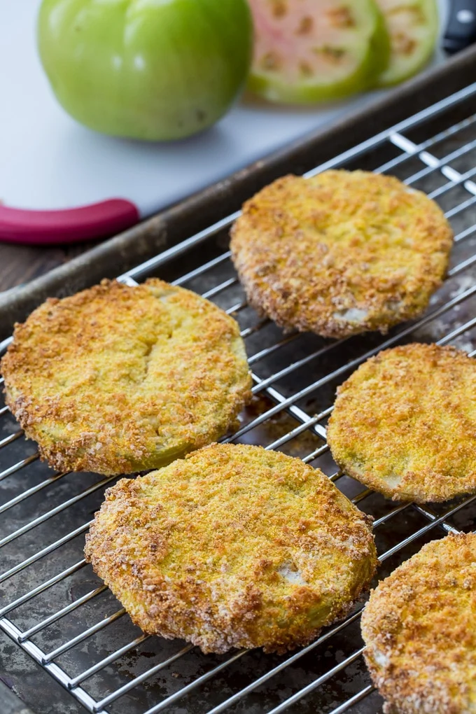 Fried Green Tomatoes made in an air fryer