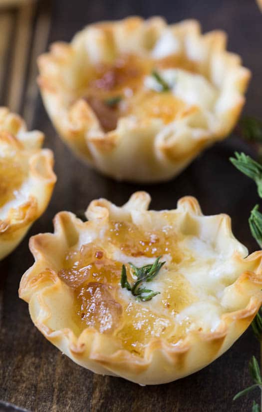 Filo Cups with Mascarpone Cheese and Maple Bacon Onion Jam