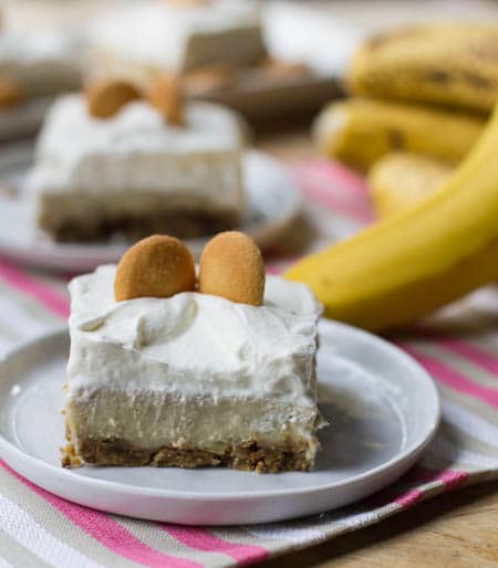 Banana Pudding Bar on a small white plate.