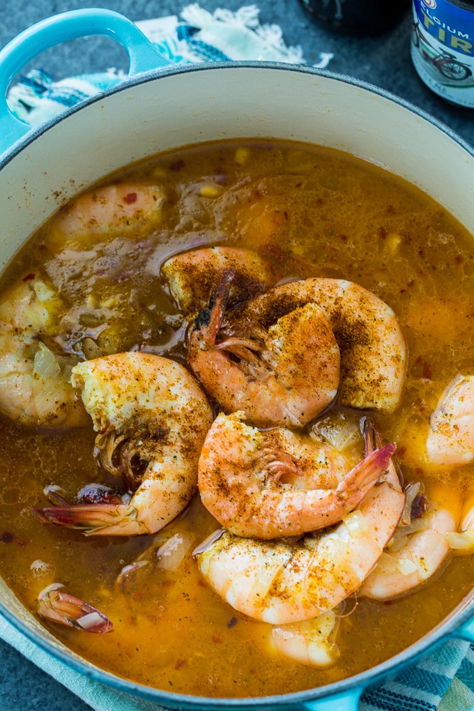 Spicy Beer Shrimp makes a quick and easy party appetizer