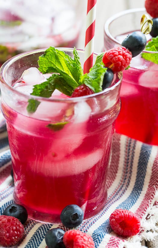 Berry Mojito with raspberries and blueberries