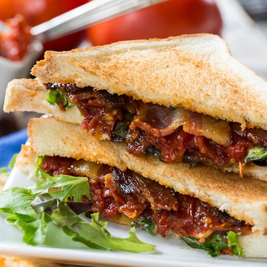 BLT with Tomato Jam and Pepper Jelly Bacon