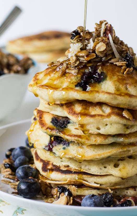 Blueberry Granola Crunch Pancakes