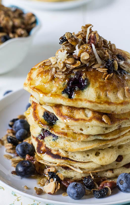 Blueberry Granola Crunch Pancakes