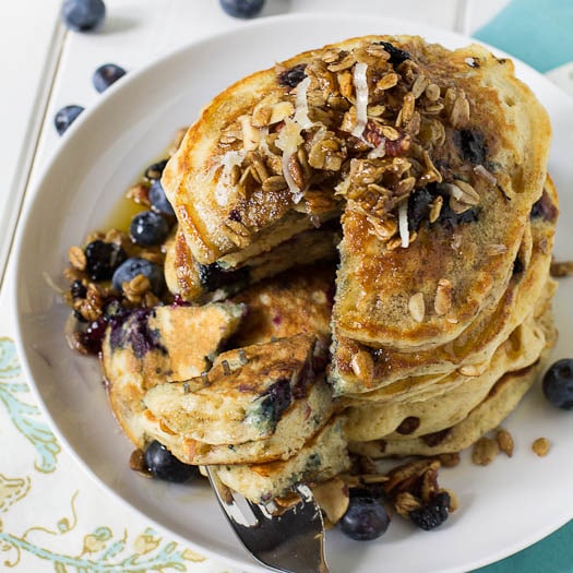 Blueberry Granola Crunch Pancakes